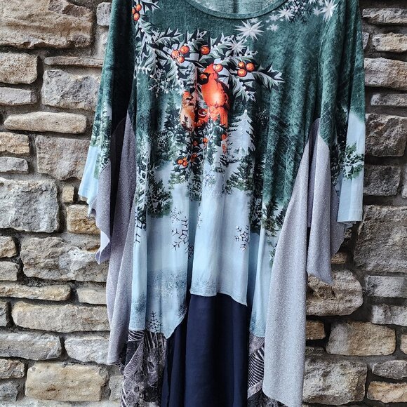 Cardinal Upcycled Patchwork Tunic Dress - Picture 1 of 4